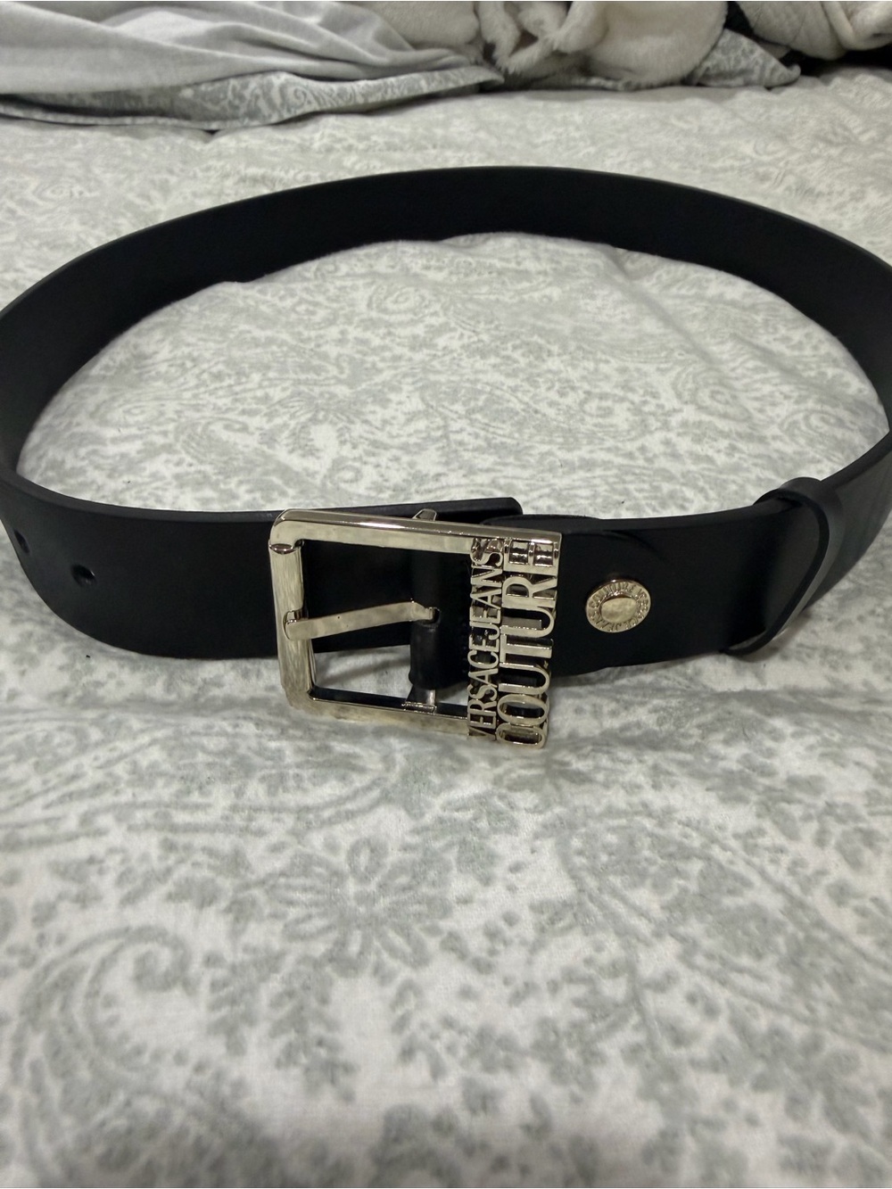Versace Jeans Collection Black Belt with Logo Buckle
